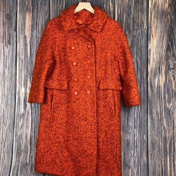 Di Vinci Jackets & Blazers - Vintage Woman’s Di Vinci By Roberto California Orange Knit Buttoned Down Coat